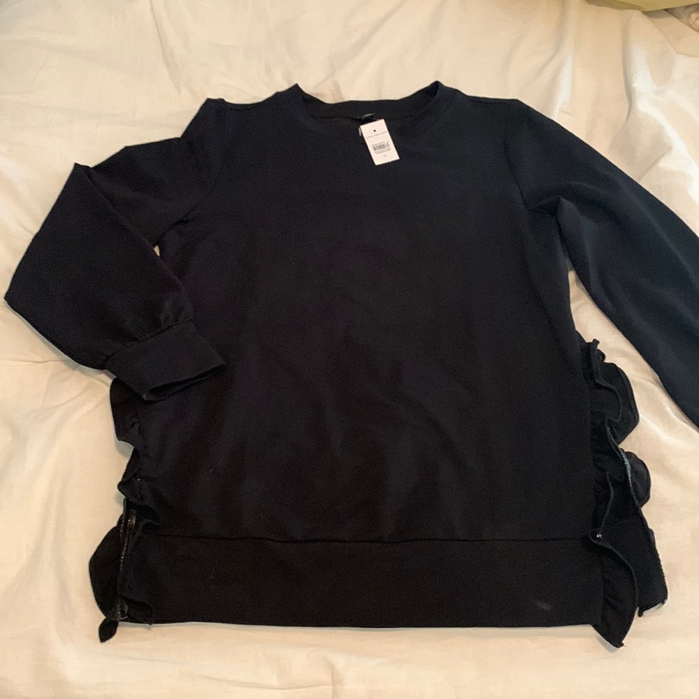 NWT Ann Taylor Tunic length ruffle sweatshirt Size M